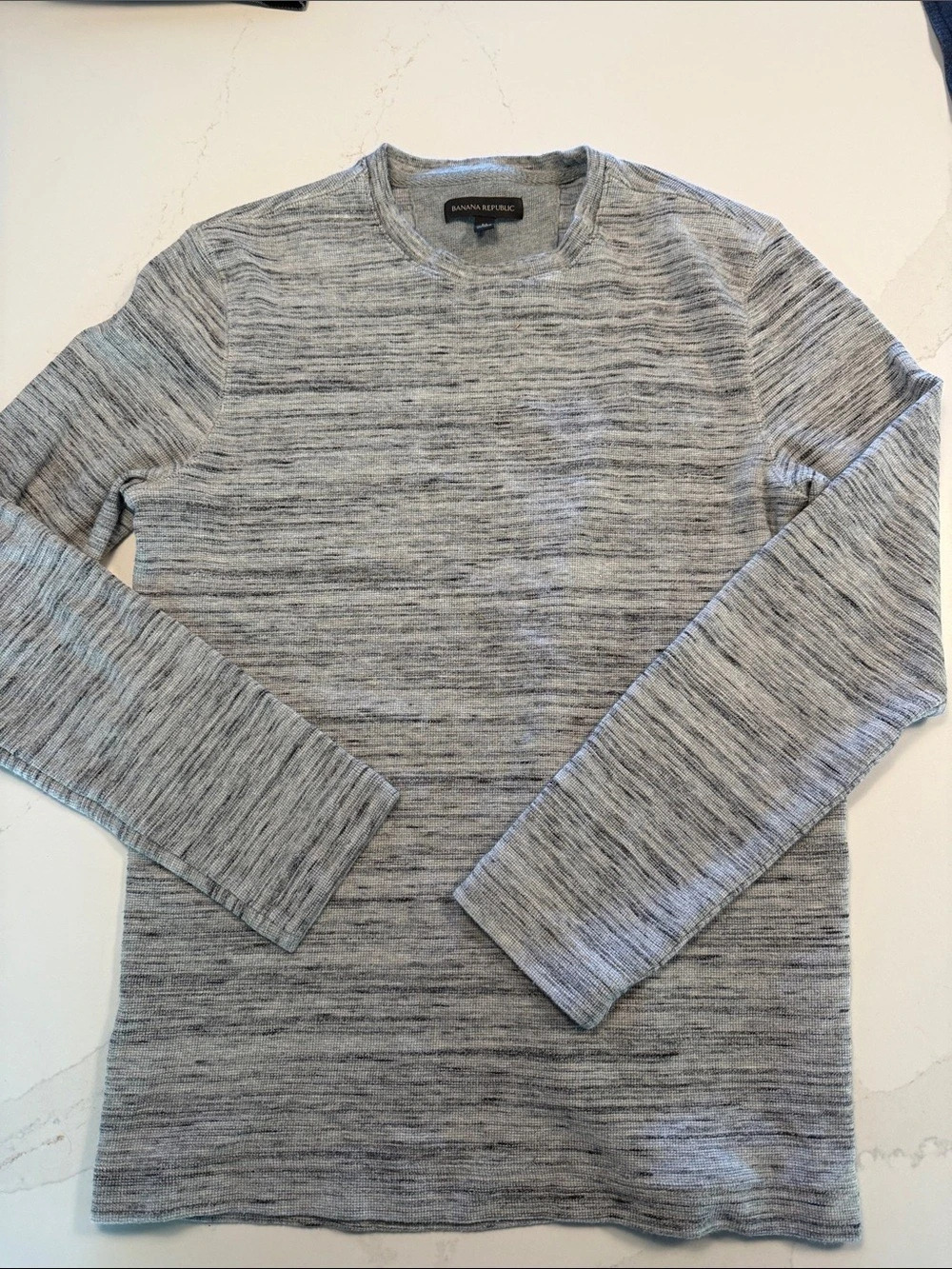 Banana Republic Long Sleeve Waffle Knit Thermal Crewneck Gray Medium